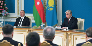 Президенты Казахстана и Азербайджана провели брифинг для СМИ