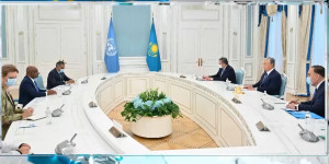К. Токаев встретил в Акорде председателя 76 сессии генеральной Ассамблеи ООН Абдуллу Шахида