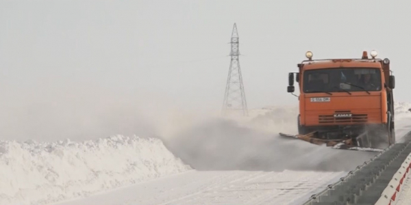 Трасса Нур-Султан - Павлодар остается заснеженной