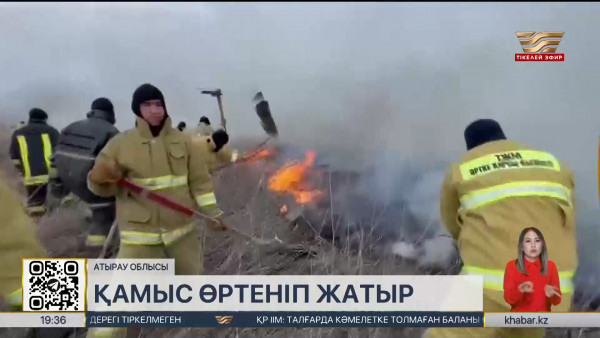 Атырау облысында қамыс өртеніп жатыр