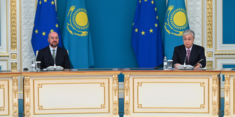Президенты Казахстана и Европейского Совета провели брифинг для представителей СМИ