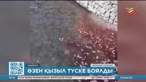 Шымкентте өзен қызыл түске боялды