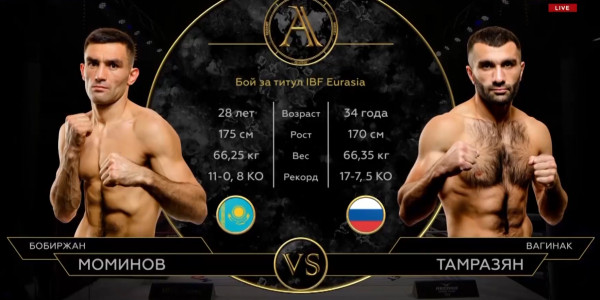 Профессиональный бокс. Бобиржан Моминов &ndash; Вагинак Тамразян