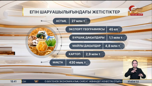 Ауыл шаруашылығындағы жетістік: экспорт кеңейіп, өнім көлемі артты
