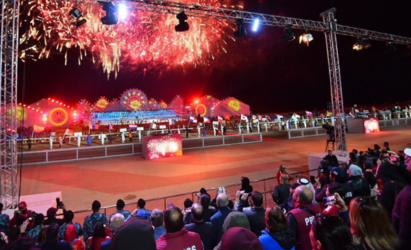 Салют на церемонии открытия ІІІ Всемирных игр кочевников