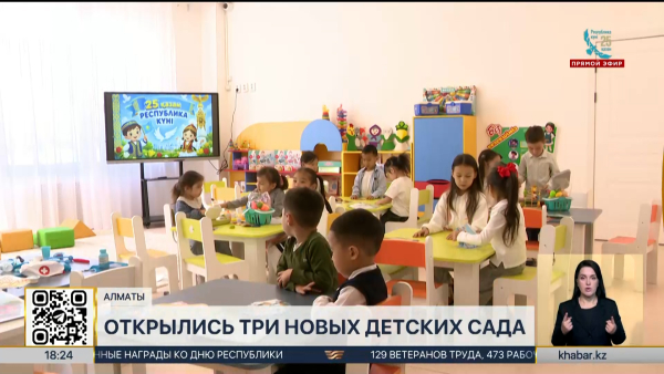 В Алматы открыли три детских сада на 900 мест ко Дню Республики
