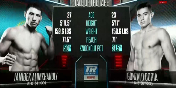Кәсіпқой бокс. Жәнібек Әлімханұлы &ndash; Гонсало Кория